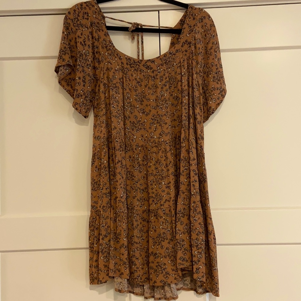 Rust colored floral baby doll dress